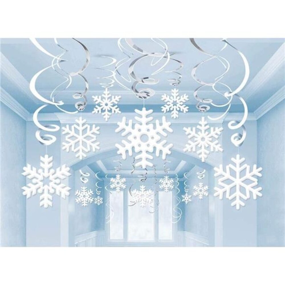 Christmas Snowflake Hanging Swirl Decorations - Frozen Winter